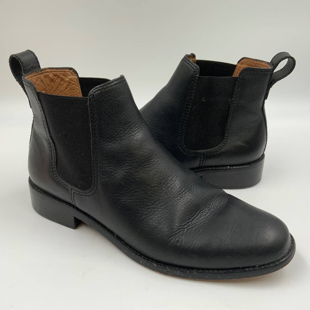 Madewell Black Leather Chelsea Boots Women 8 Almond Toe Ankle Booties